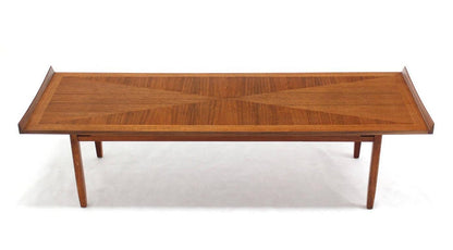 EstablishedLines Danish Modern Long Rectangle Walnut Coffee Table Rolled Ends MINT!