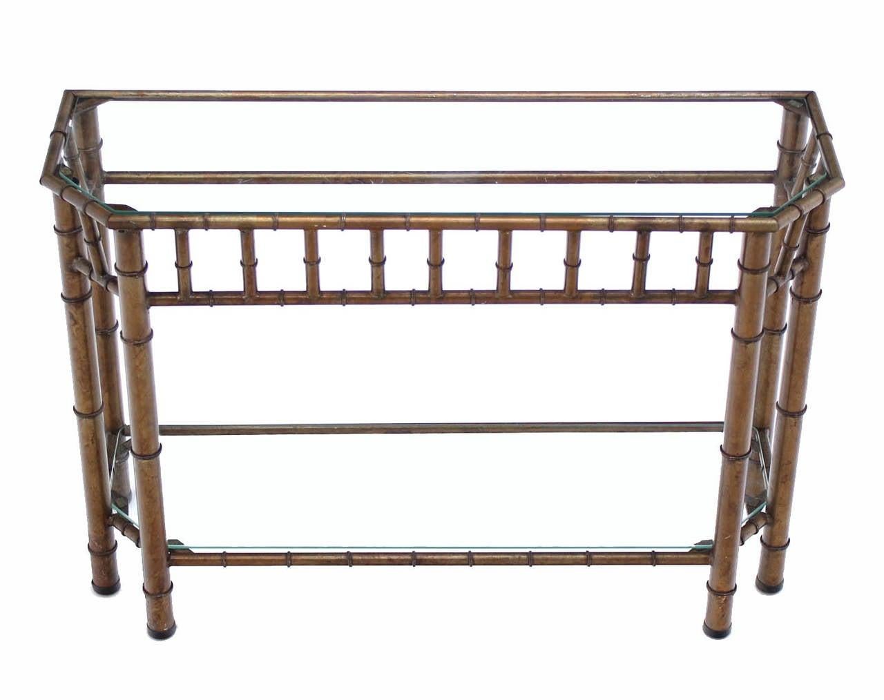 Metal Faux Bamboo Two Tier Bottom Shelf Medium Size Console Sofa Table Mint!