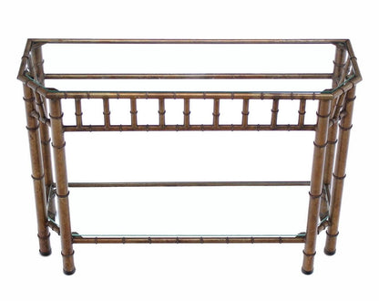 Metal Faux Bamboo Two Tier Bottom Shelf Medium Size Console Sofa Table Mint!