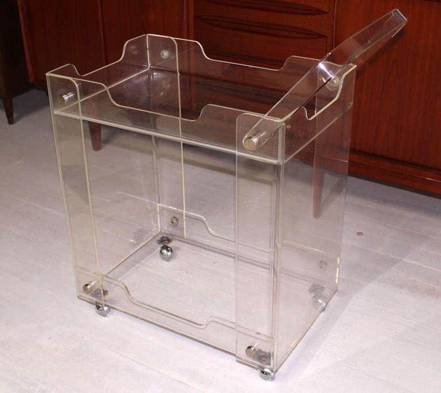EstablishedLines Bent Lucite Studio Crafted Mid-Century Modern Tea Bar Cart on Wheels MINT!