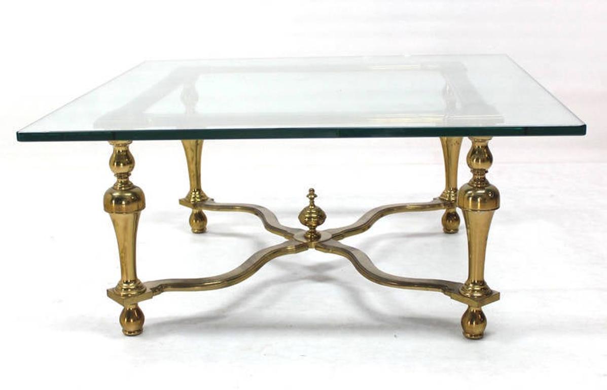 EstablishedLines Hollywood Regency Mid Century Modern Jansen Style Square Glass Top Coffee Table