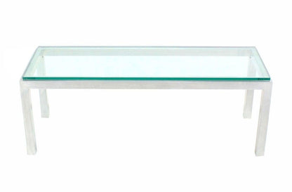 EstablishedLines Square Aluminum Profile Metal Frame Glass Top Coffee Side Table Long Rectangle