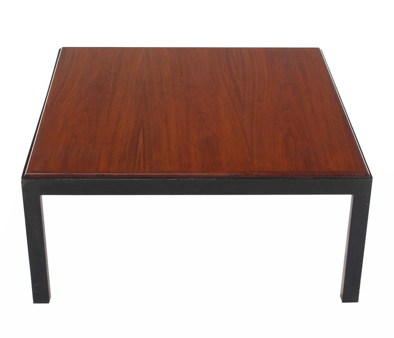 EstablishedLines Mid Century Modern Ebonised Frame Walnut Top Square Coffee Occasional Table MINT