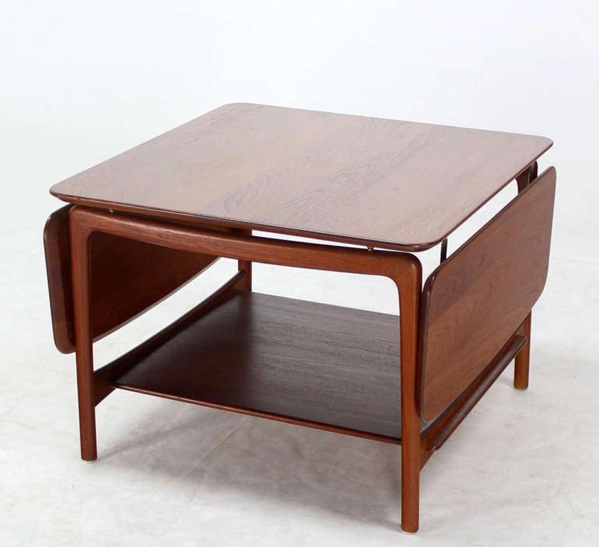 EstablishedLines John Stuart Danish Mid Century Modern Solid Teak Drop Leaf Coffee Center Table