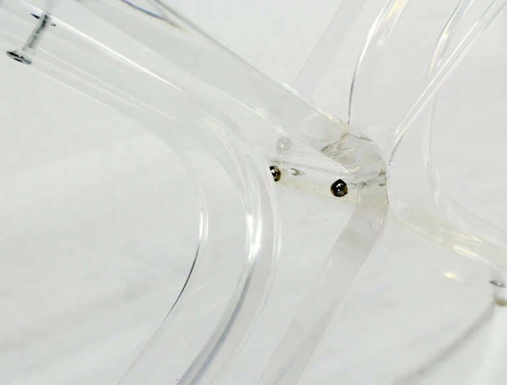EstablishedLines Lucite X Shape Base Glass Top Mid Century Modern Console Sofa Table MINT!
