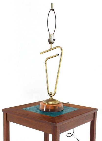 EstablishedLines Sculptural Bent Brass Tube Paper Clip Shape Table Lamp Fontana Arte Style MINT