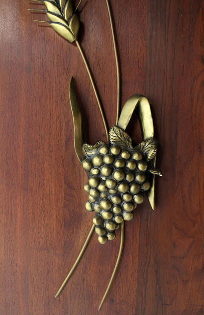 Non Matching Pair Cast Metal Sculptures of Fruits Solid Walnut Mount Board Mint!