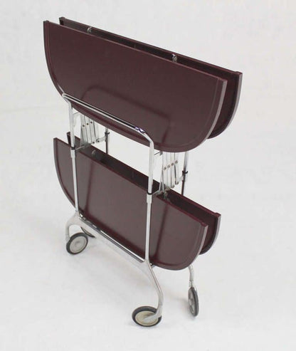 EstablishedLines Mid-Century Modern Folding Stow Away Serving Cart Table on Wheels by Cartel MINT