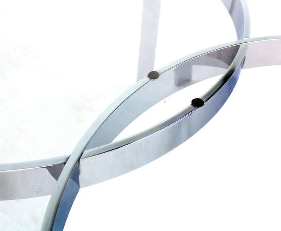 EstablishedLines Mid Century Modern Curved Bent Chrome Base Glass Top Coffee Table Bauhaus Chanel