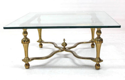 Hollywood Regency Mid Century Modern Jansen Style Square Glass Top Coffee Table