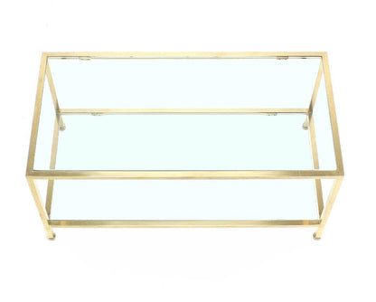 EstablishedLines Mid Century Modern Solid Polished Brass  Square Tube Rectangular Coffee Table