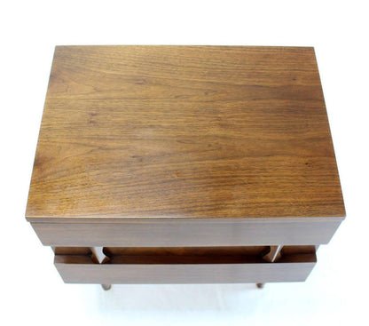 Danish Mid Century Modern Two Drawers Walnut End Side Table Night Stand MINT!
