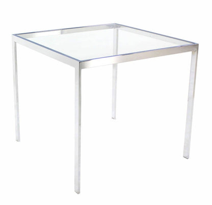 Square Cube Chrome Glass Top Game Small Dinning Dinette Table Bauhaus MINT