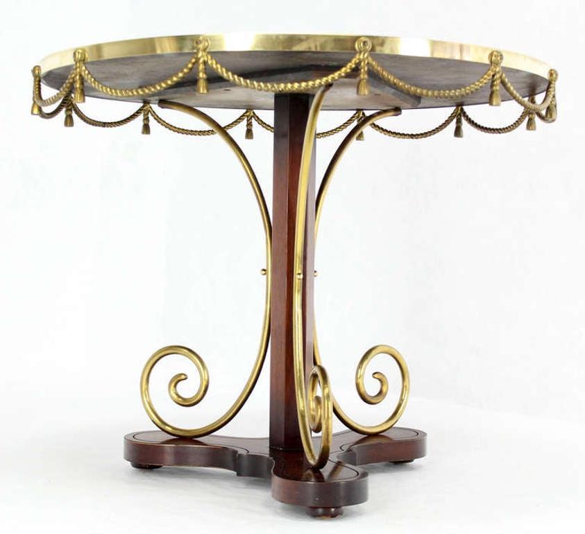 Bronze Ormolu Rope Tassels Neoclassical Gueridon Center Cafe Game Lamp Table