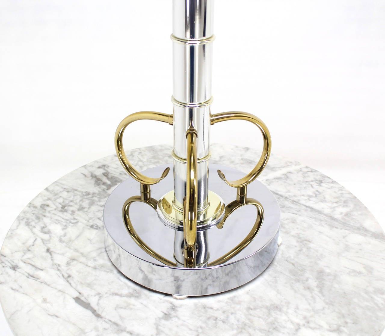 EstablishedLines Faux Bamboo 43" Tall Oversized Chrome and Brass Table Lamp MINT!