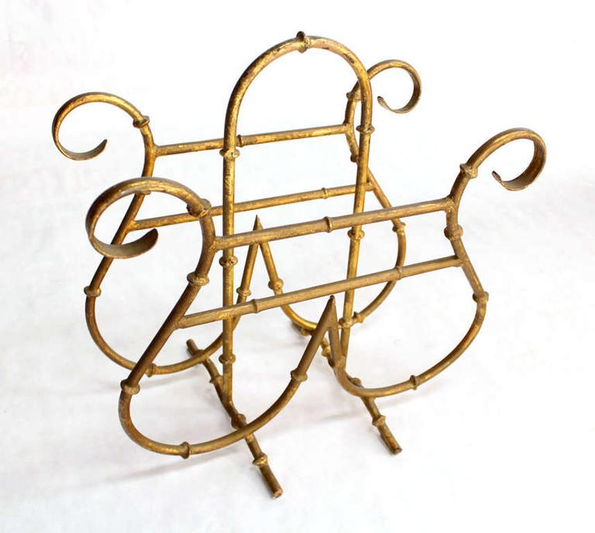 EstablishedLines Faux Bamboo Metal Magazine Rack, Hollywood Regency Style