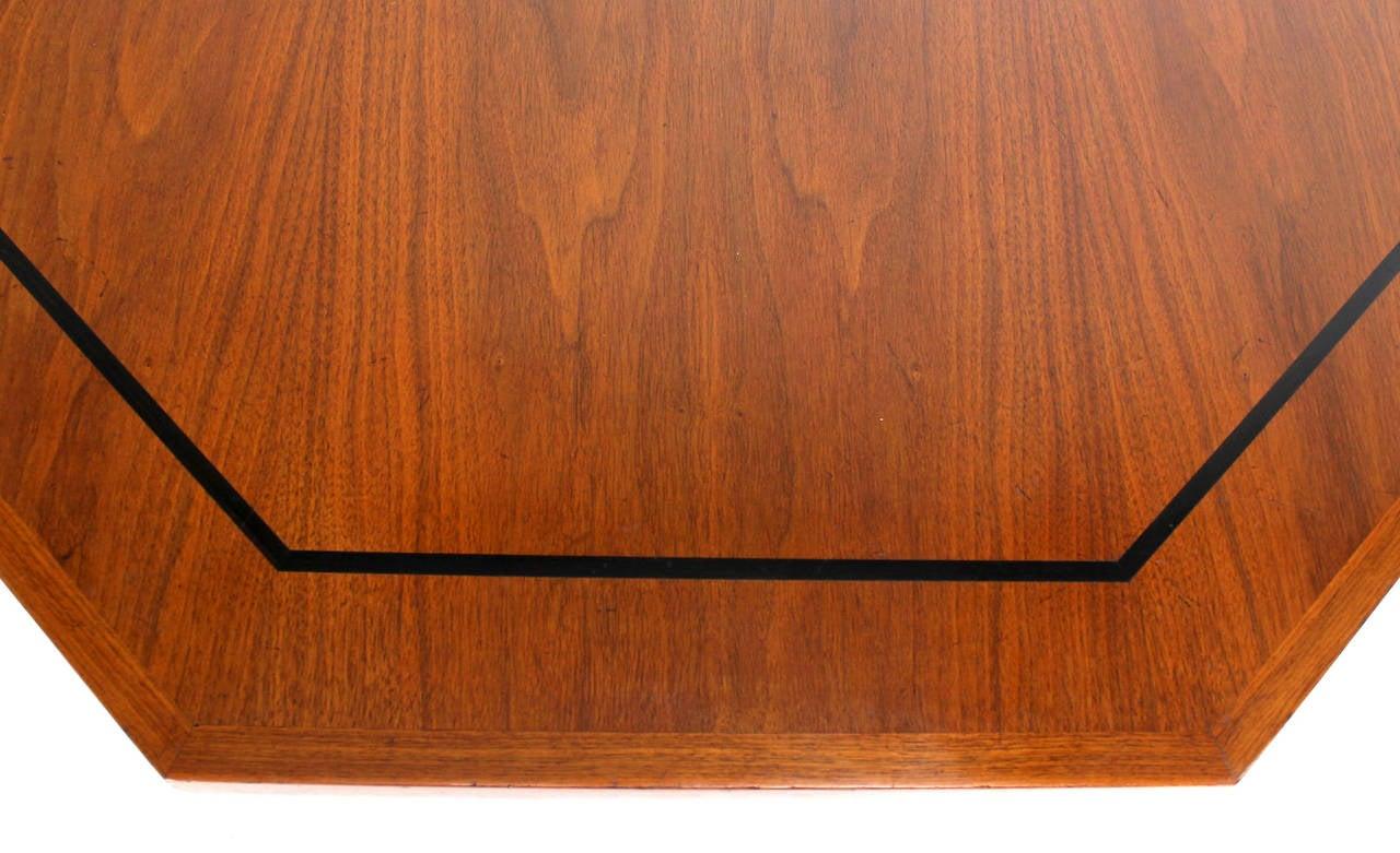 EstablishedLines Mid Century Modern Walnut X Base Inlayed Octagon Shape Coffee Table MINT!