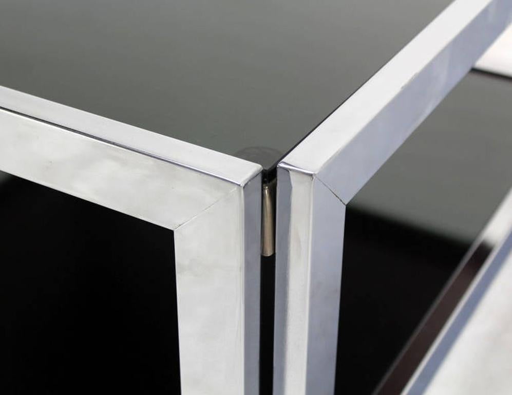 EstablishedLines Sharp Square 2 Tier Modern Chrome Base Smoked Glass Coffee Table w/ Shelf MINT