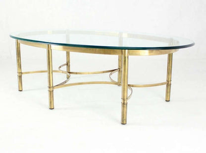 EstablishedLines Brass 6 Legged Base Glass Oval Top Mid-Century Modern Coffee Table MINT!