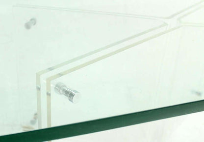 EstablishedLines Mid-Century Modern Lucite X Base Glass Top Rectangle Coffee Table