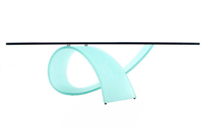 Italian Frosted Glass Ribbon Base Square Glass Top Rectangle Coffee Table MINT!