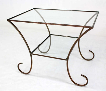 EstablishedLines Large Deco Style Solid Brass Serving Console Hall Table circa 1930s Nice Patina