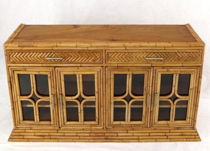 Oriental Asian Style Bamboo Rattan Hutch Buffet Display Cabinet Curio Sideboard