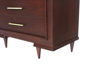Five Drawer High Chest with Long Solid Brass Cylinder Pulls
