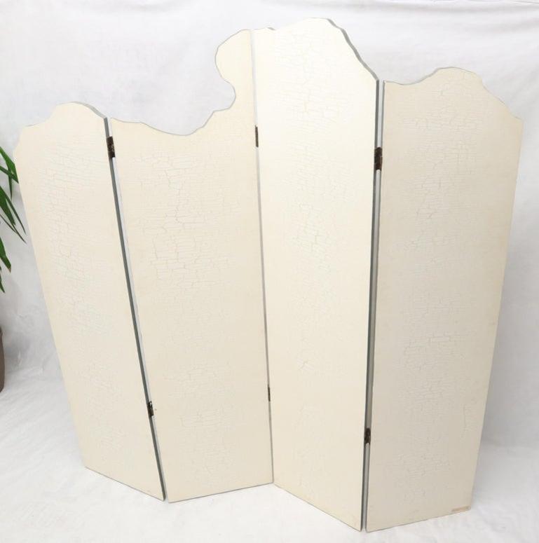 Studio Made Art Decorated Lacquered 4-Panel Room Divider Screen