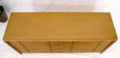 Paul Frankl for Johnson Furniture 10 Drawer Double Dresser Solid Brass X Pulls