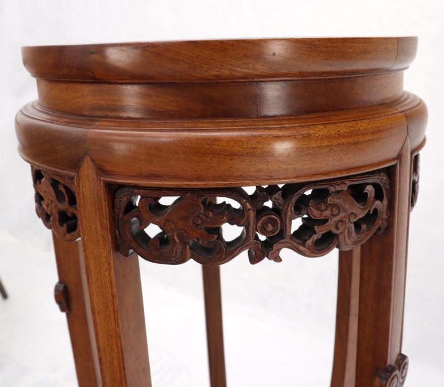 Chinese Carved Rosewood Marble Top Stand