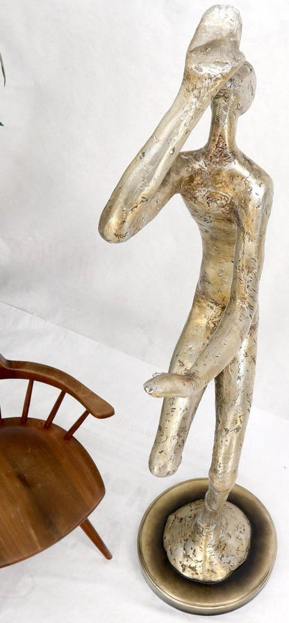 Large Full Height Tall Silver Gilt Composite Sculpture of a Dancer