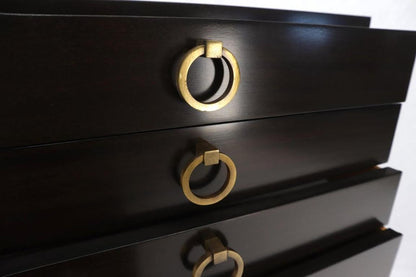 Mid-Century Modern Tall 8 Drawers Ebonized Mahogany Lingerie High Chest Dresser