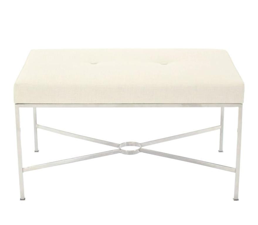 Chrome X-Base Upholstered Top Bench