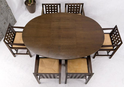 Brown Oak Cassina Macintosh Drop Leaf Dining Table 6 Rush Seat Chairs Set Mint