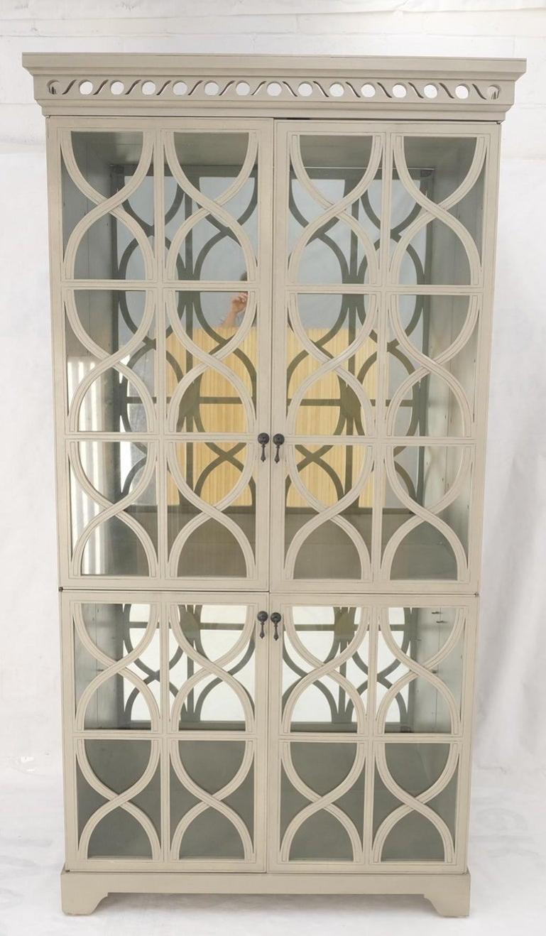 Large Painted Mirrored Decorative Double Door Cabinet Cupboard Vitrine