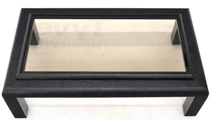 Cloth Wrapped Black Lacquer Glass Top Rectangular Coffee Table