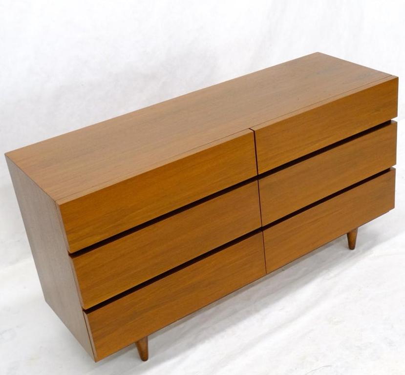 Mid-Century Modern Block Front American Walnut 6 Drawers Dresser Restored