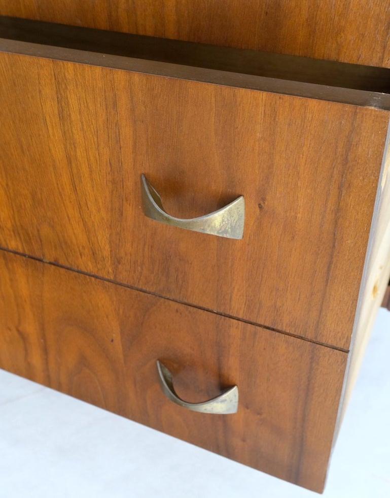 Danish Mid-Century Modern 5 Drawers High Chest Dresser Bow Tie Pulls Dowel Leg
