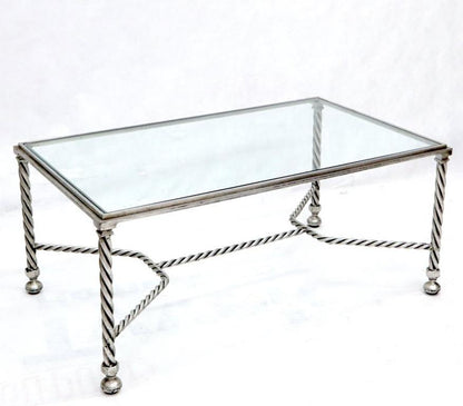 Forged Metal Twisted Rope Effect Silver Gilt Base Rectangle Coffee Table