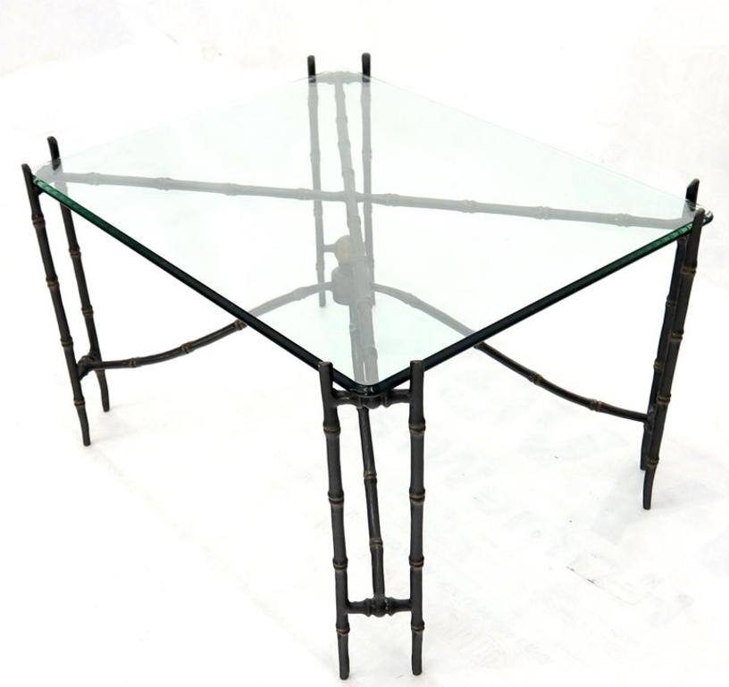Bronze Faux Bamboo Glass Top Rectangular Coffee Table