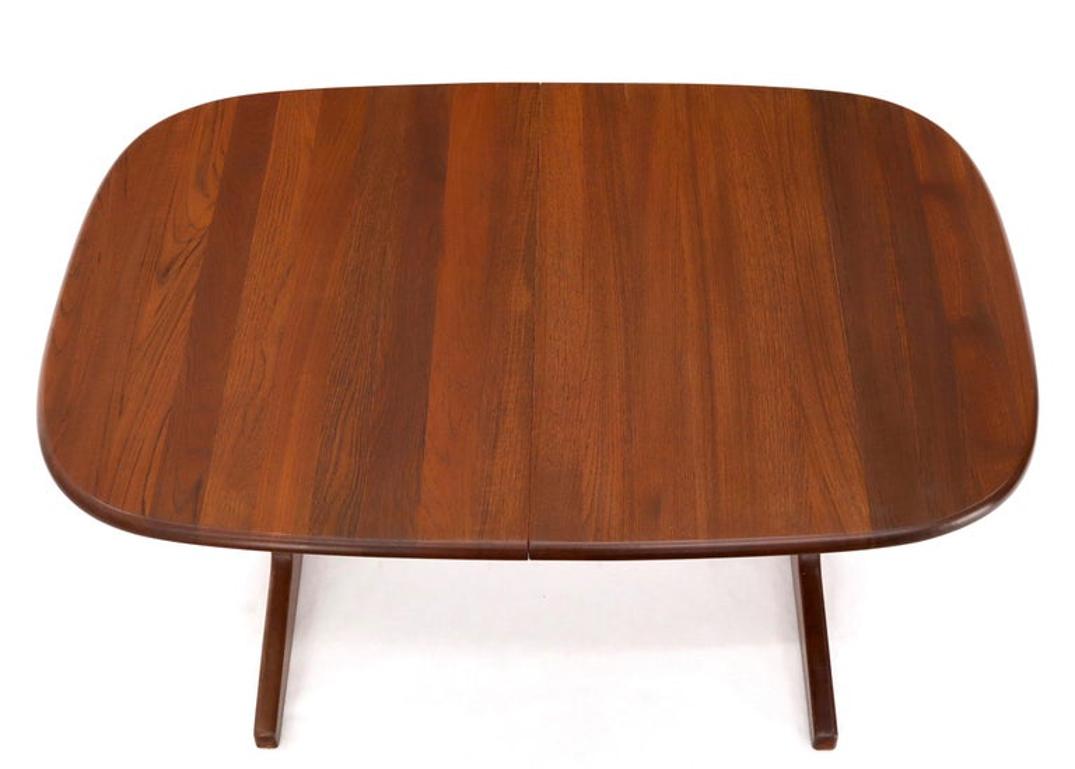 Compact Solid Teak Danish Mid-Century Modern Dining Table with Two Leaves