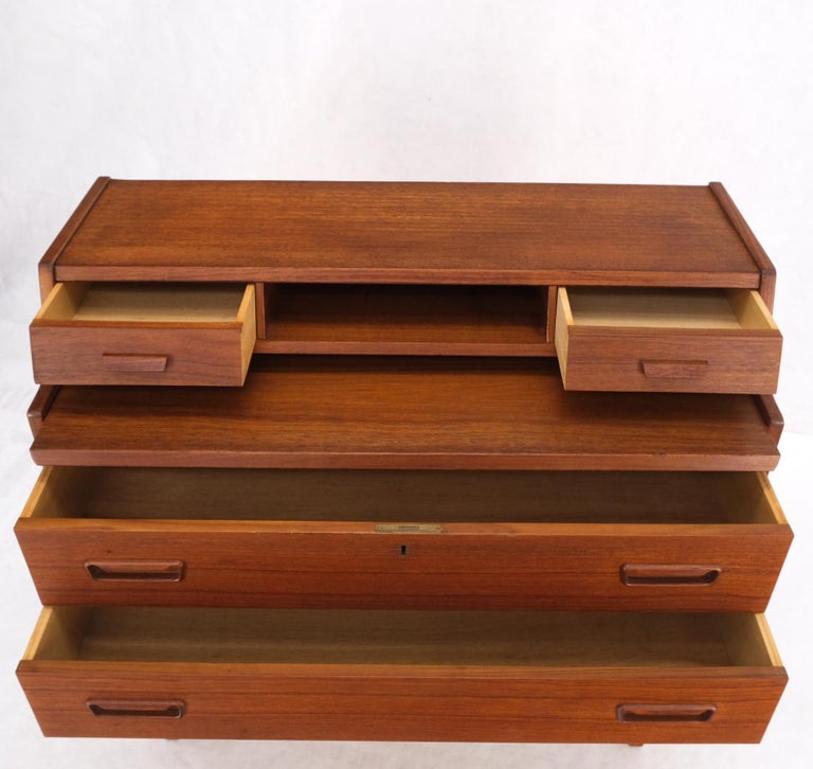 Danish Mid-Century Modern Teak Pull Out Secretary Desk Chest of Drawers Dresser