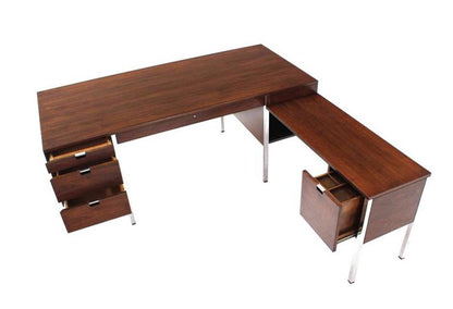 Dunbar Large Walnut Executive Desk with Return