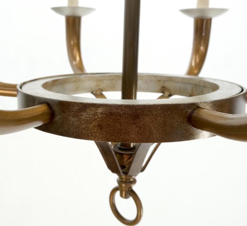 Solid Brass 6 "Candles" Chapman Ceiling Light Fixture Chandelier Mid Century
