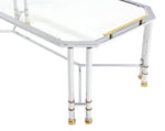 Rectangular Chrome Brass Glass Coffee Table Tray Style Mid Century Modern