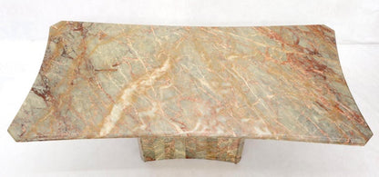 Concave Side Rectangular Pedestal Base Marble Dining Conference Table