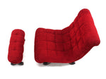 Hollywood Regency Scoop Shape Lounge Chair Foot Stool Red Upholstery HOT