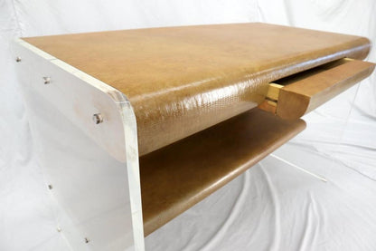 Lucite Base Faux Snake Skin Sculptural Shape One-Drawer Writing Table Desk