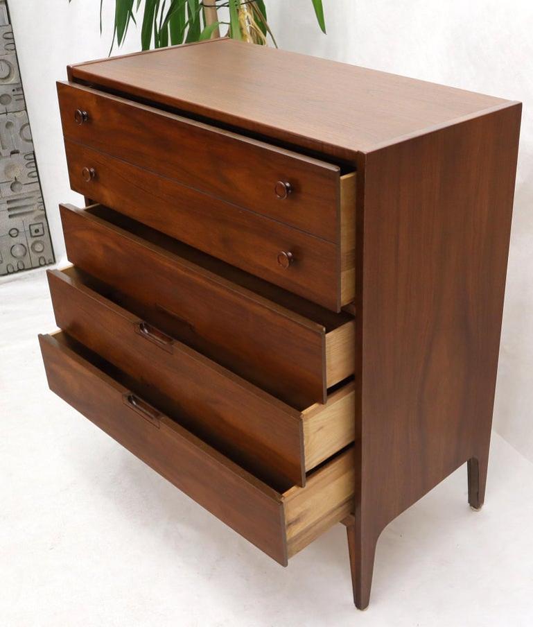 Oiled Walnut Mid-Century Modern High Chest 4 Drawers Dresser